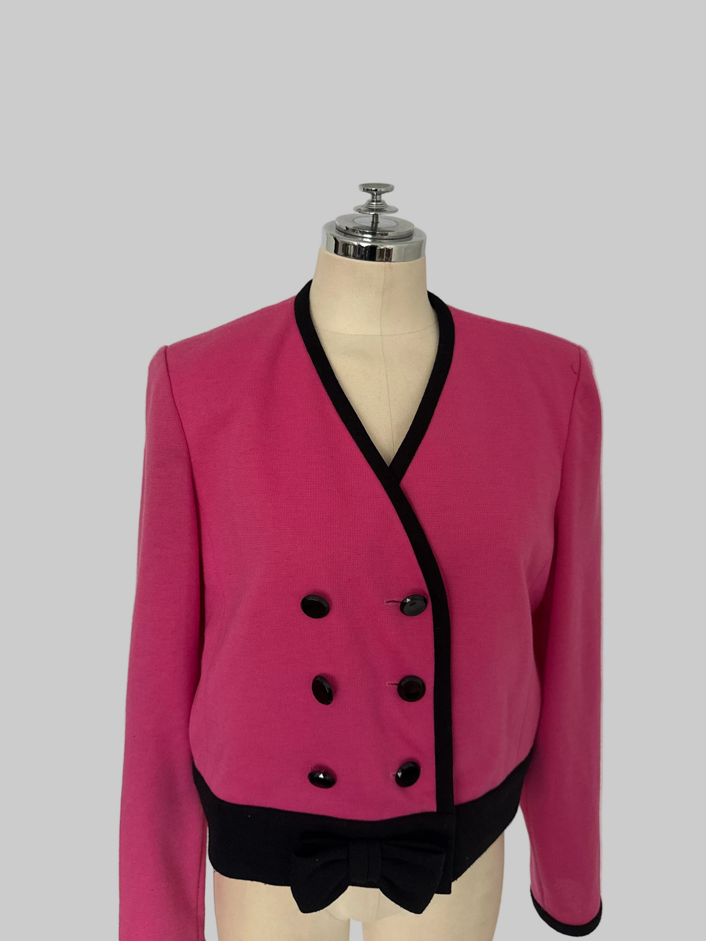 Vintage Bubblegum Pink Contrast Bow Jacket