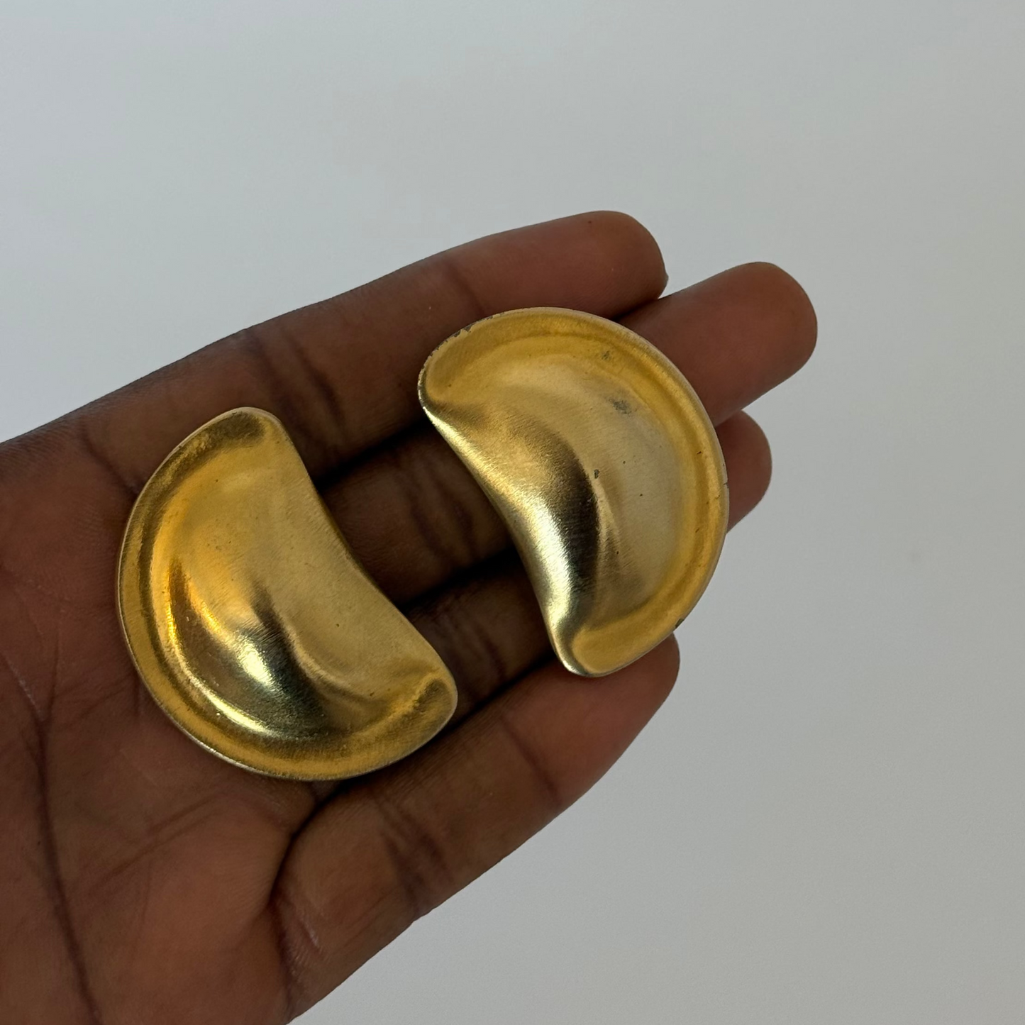 Vintage Les Bernard Sculptural Matte Gold Earrings