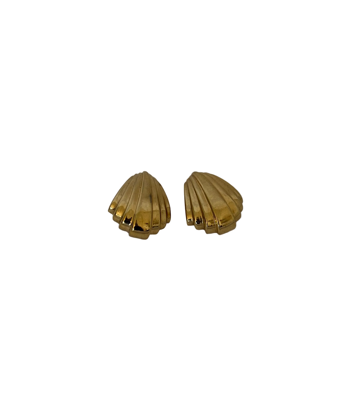 Vintage Ciner Gold Shell Clip-On Earrings