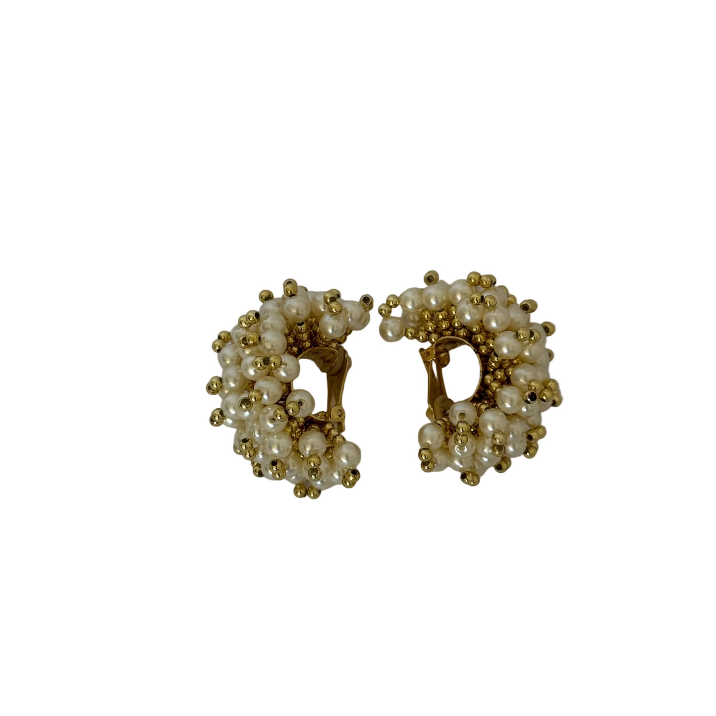 Vintage Faux Pearl Cluster Clip-On Earrings