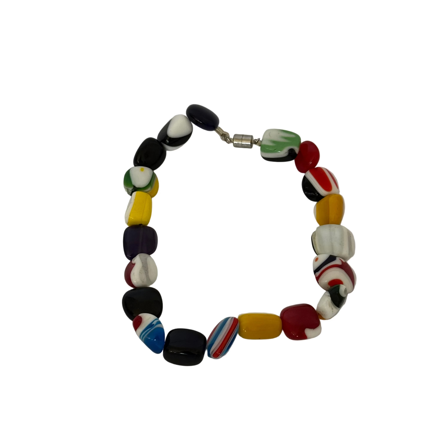 Vintage Multicolor Art Glass Beaded Bracelet