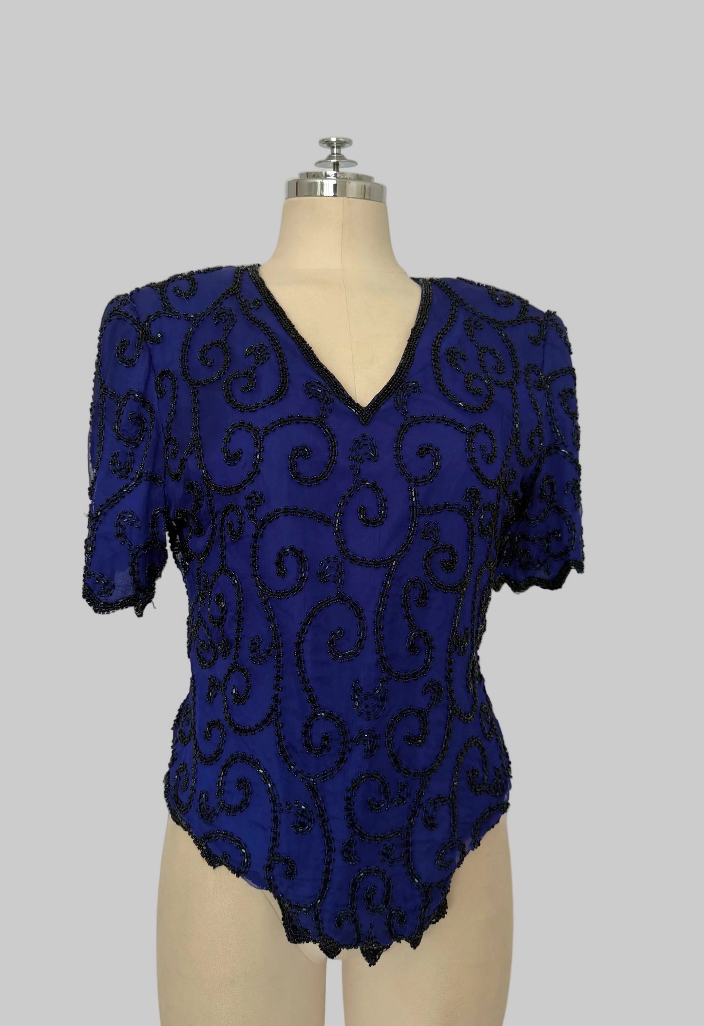 Laurence Kazar Beaded Silk Top