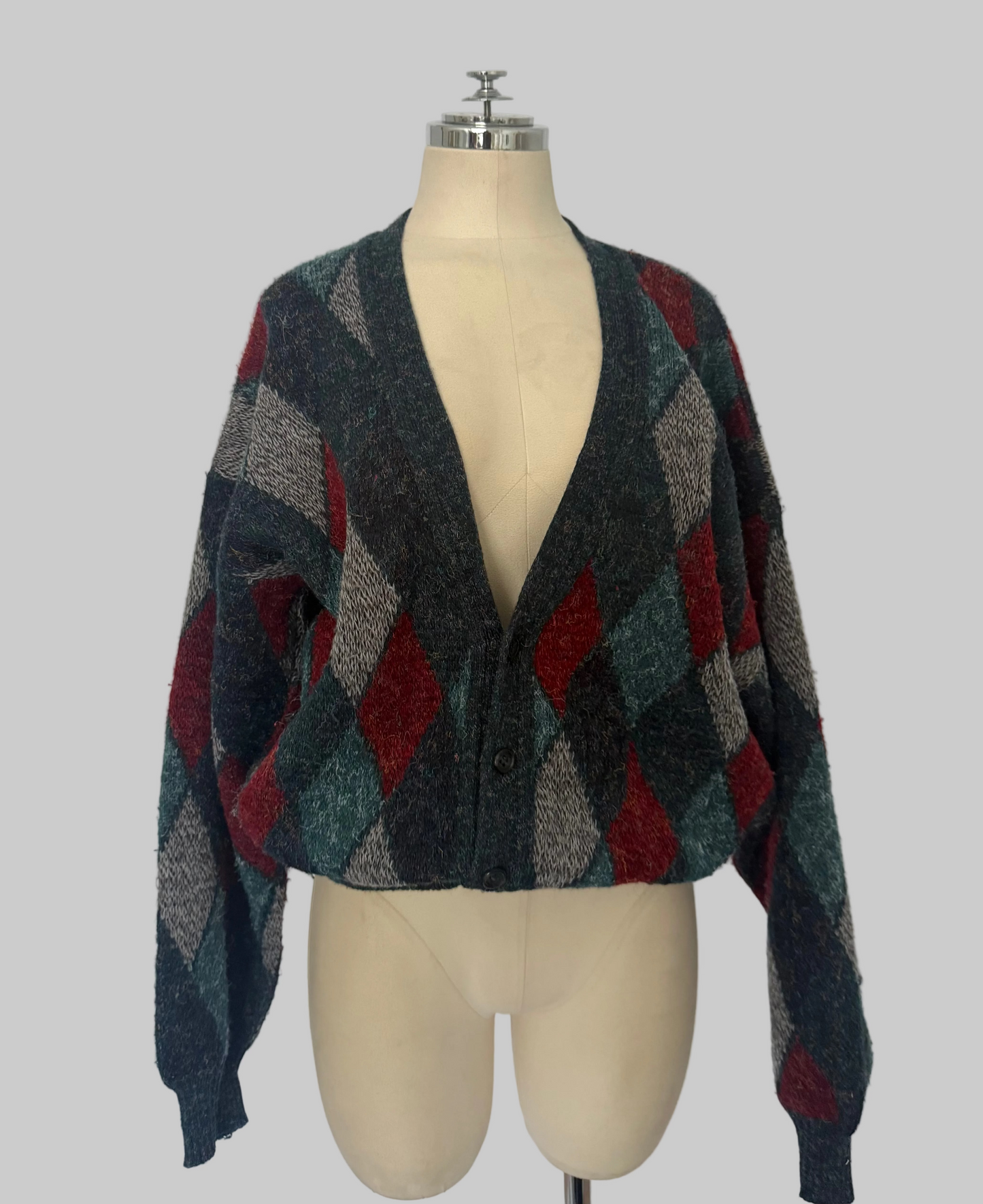 Vintage Mohair Blend Argyle Cardigan
