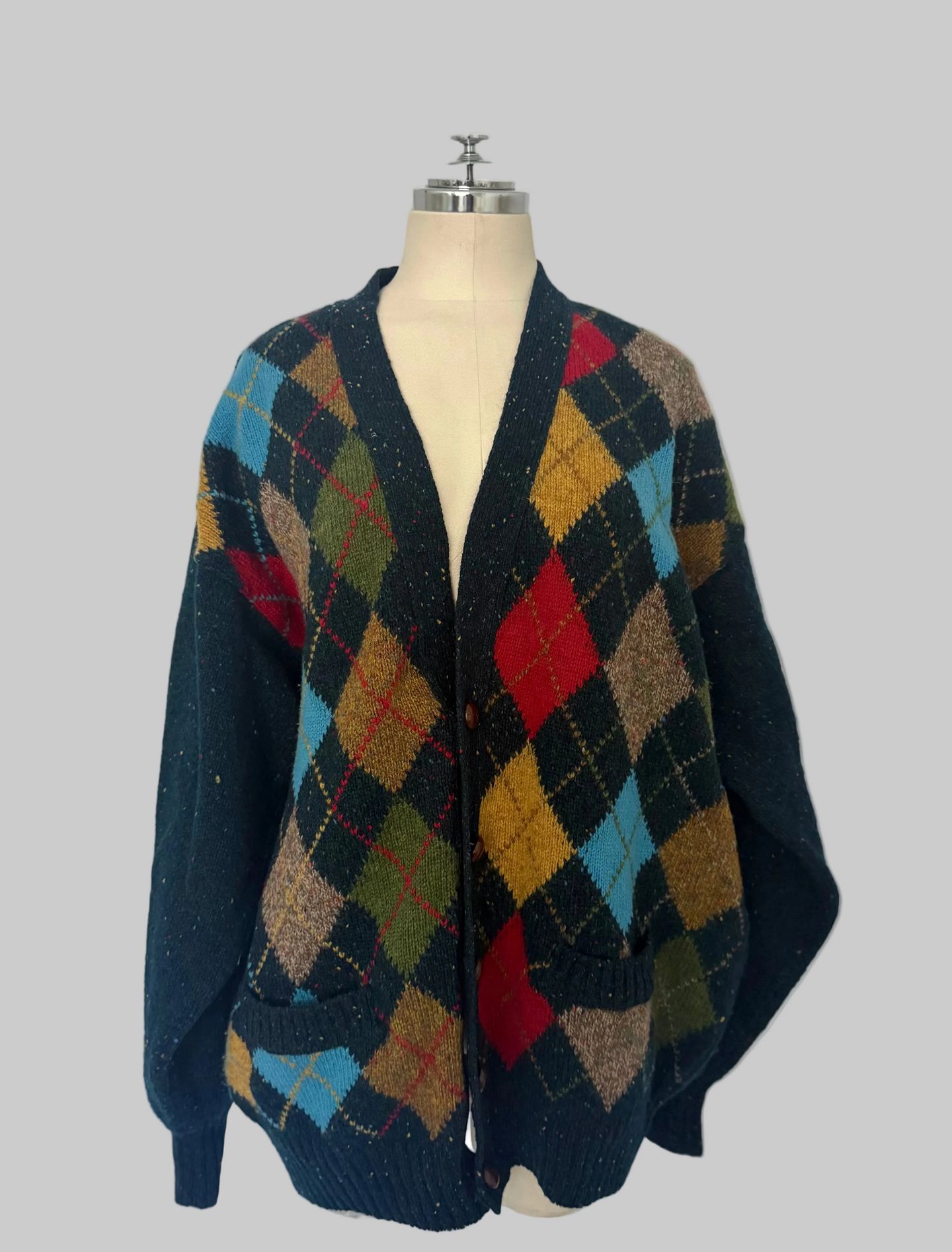 Vintage 100% Irish Wool Argyle Cardigan